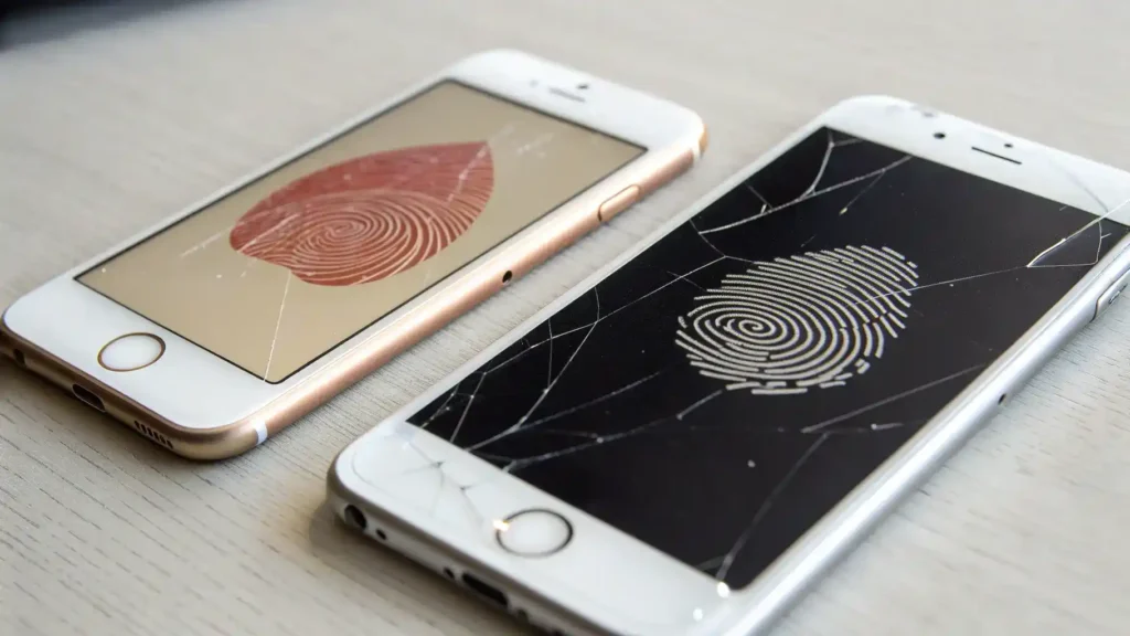 An image showing common issues after iPhone screen replacement, including Touch ID problems and display issues.