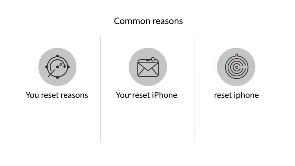 An infographic illustrating common reasons for resetting an iPhone, including performance issues and software glitches.